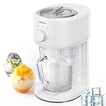 Reemix Shaved Ice Machine, Electric Ice Shaver and Snow Cone Machine with Large Capacity Storage, Portable Ice Crusher Ice Thickness Can be Adjusted (White)