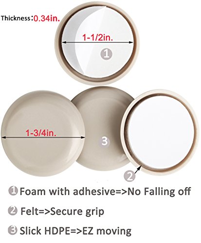 40PCS 1-3/4in.Self Stick Carpet Sliders Self Adhesive Furniture Moving Slider for Carpet Slider,Self-Adhesive Furniture Slider,Moving Pads Moving Furniture Sliders,Furniture Mover Glides Glider