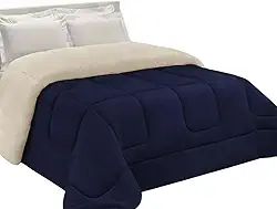 Edredom Coberdrom Sherpa Casal Queen 2,40m x 2,20m Dupla Face Manta e Pele de Carneiro Soft Felpudo – Tecido 100% Poliéster – LuckBaby (Marinho, Queen (2,40m x 2,20m))