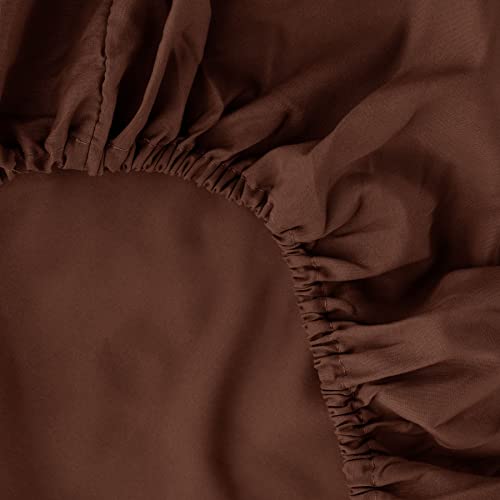 Image of Ghooss Deep Pocket Fitted Sheet,Brown Full Fitted Sheet Only,Hotel Luxury 1500 Bedding - Wrinkle, Fade and Stain Resistant-1 Pack,Brown,Full