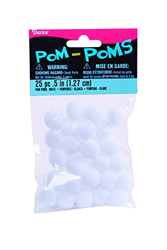 CRAFT DESINGER 1161-10 Poms Acrylic White .5In 25Pc