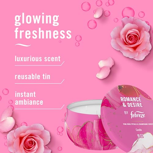 Image of Febreze Scented Candle, Romance & Desire Scent, 11 oz 4 Wick Candle, Single Pack