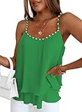 Samefar Sleeveless Tops for Women Sexy Casual V Neck Shirts Spaghetti Strap Chiffon Blouses Dressy W