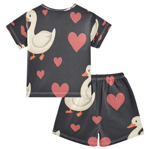 senya Short Sleeve Pajamas Sets Summer Cotton Sleepwear Duck Pink Love2