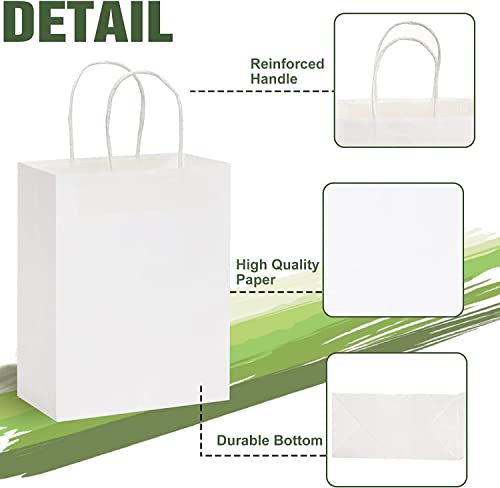 Image of Gift Bags- 10X14X5In 10Pcs Medium White Paper Bags For Shopping Retail- Medium Paper Carry Bags,Gifting Covers,Disposable,Recyclable Eco Friendly (10X14X5 In White,10 Pack)
