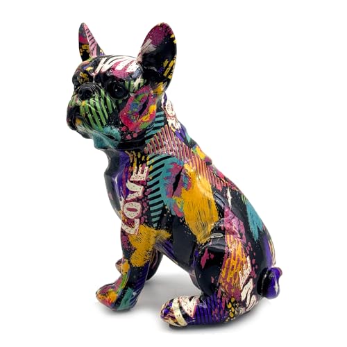Estatua de Bulldog Francés en Resina Colorida 5.5x4.3x7.7 in miniatura 3