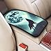 allgobee Armrest Cushion Cover Howling Wolf Alpha Night Universal Center Console Protector for Cars and Trucks