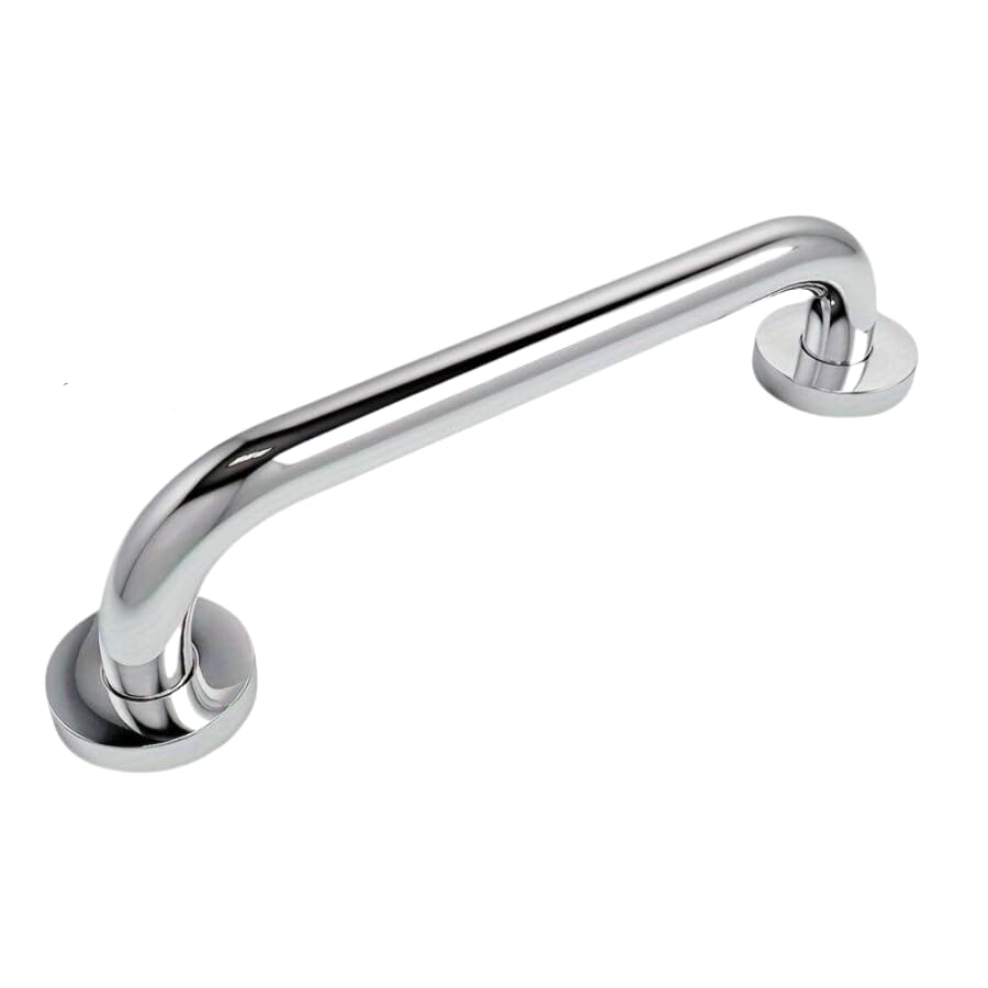 Stainless Steel Commercial Door Pull Push Handle on Roses, Armrest, Bathroom Shower Bar, Bathroom Bathtub Handle, Chrome Finish - Gate Handle Toilet Door Wooden Cabinet Cupboard Handle (25x300mm)