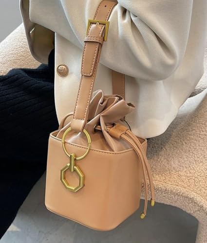 Image of Casual Bucket Bag Trendy Crossbody Bags For Women Vegan Leather Handbags Elegant Clutch Purses Women's Evening Bag