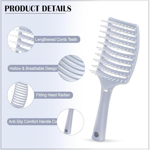 Image of OTAK Detangling Hair Brush for Women Men Kids, Curly Hair Brush Wet Dry Styling Comb, Anti Breakage Scalp Massager, Frizz Control Grooming Tool, Portable Salon Home Travel Accessory - Purple