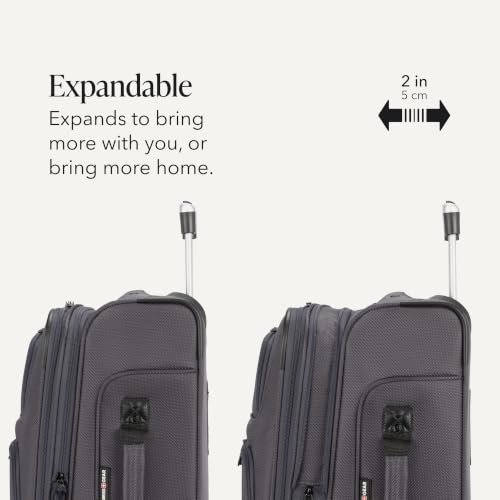 SWISSGEAR Sion 2-Piece Travel Set, Softside Expandable Carry-On Spinner Bundled with 1900 ScanSmart 17" Laptop Backpack with RFID Blocking & Tech Organization, Dark Grey - image 8