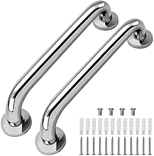 XJYMCOM 2Pcs Stainless Steel Grab Bar Anti Slip Bathroom Handrail Rail with Mounted Screws Safety Handle Bathroom Balance for Disabled Elderly Children Pregnant Disabled Elderly Woman -12'' (30cm)