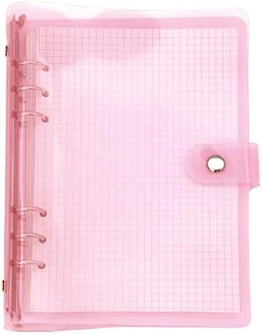 A6 A5 6-Holes Colorful PVC Cover Round Ring View Binder with Snap Button Closure File Folder (Black Rain, A6 Mini Set)