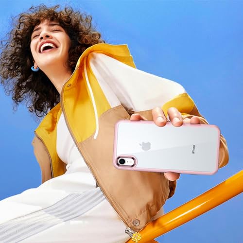 CANSHN Clear Designed for iPhone XR Case [Military Drop Protection] Protective Shockproof Phone Case with Soft TPU Bumpers, Slim Thin Cover - Pink