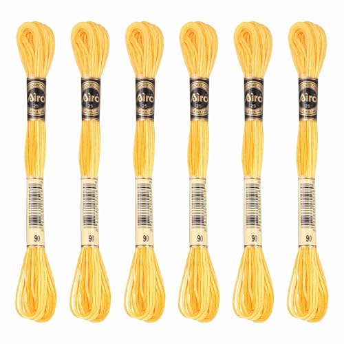 Image of PATIKIL 6 Skeins Embroidery Floss, Polyester Embroidery Threads Bracelets String for Cross-Stitch Hand Embroidery, Yellow