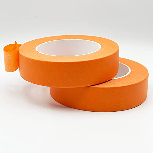 Image of 2 Pack Orange Painters Tape 1 inch Wide, Masking Tape 1 inch X 55 Yards X 2 Rolls, Orange Paper Tape for Arts DIY Crafts Painting Labeling Decoration School Projects Home Office
