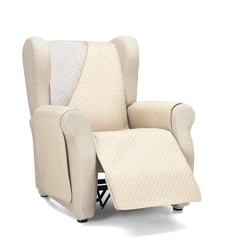 Martina Home Diamond Funda Cubre Sofá,Protector para Sofás Acolchado Reversible. Beige/Lino, 1 Plaza/Relax