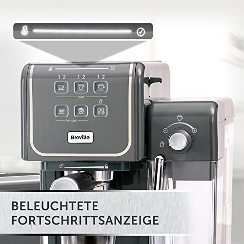 Kleine Siebträgermaschine Breville Prima Latte III mit Milchaufschäumer