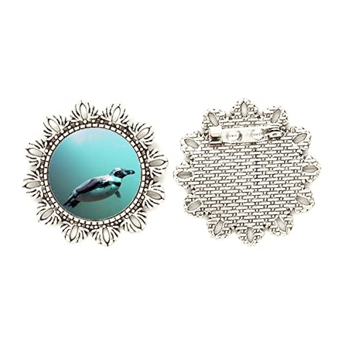 Broche de pingüino de la Antártida esculpido en plata fina medium
