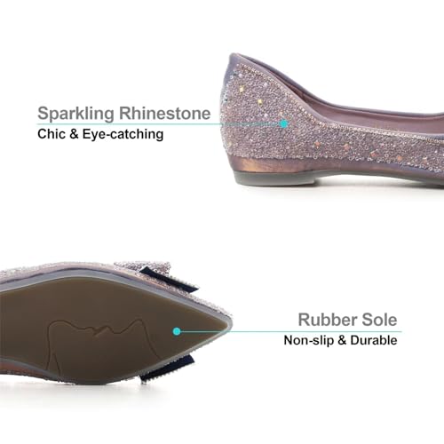 Hee grand Flats for Women Pointed Toe Bowknot Crystals Shoes Glittering Rhinestone Wedding Dress Shoes4