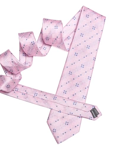 Image of YOHOWA Men Plaid /Striped Ties Set Silk Business Wedding Formal Fashion Necktie and Pocket Square Cufflinks Set