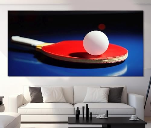 Décoration d'école de tennis de table et clubs, grand cadre 70x140 cm art mural ping-pong