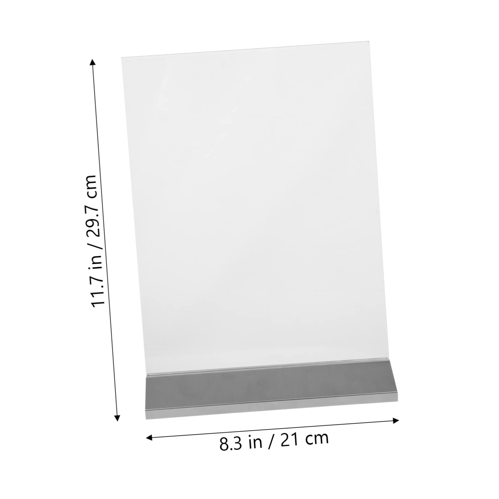 MUSISALY Acrylic Signage Sign Stand Table Top Display Stand Picture Holder Sign Holder Clear Display Shelf Table Number Holder Menu Display Stand Table Display Stand Silver Stainless Steel