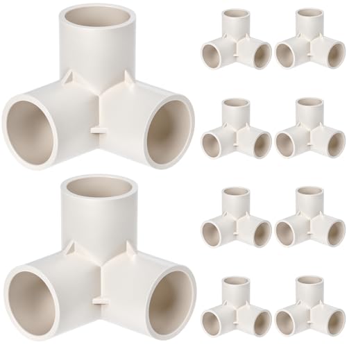 QWORK® 10 Pcs accesorios de tubería de 3 vías, 25 mm de diámetro interior (blanco), conectores de esquina de tubería de plástico PVC