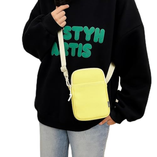 Bolsa tiracolo moderna para mulheres – Bolsa de ombro quadrada pequena casual simples com fecho de zíper, Amarelo, M