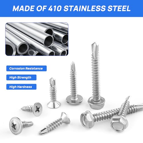 Besitu Self Tapping Screws for Metal: surtido de 430 tornillos autorroscantes autoperforantes de acero inoxidable 410 miniatura 4