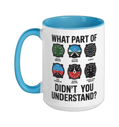 Aviation Pilot Airplane Lover Aviator Sky Airport Ceramic Mug, Blue/White, 15oz