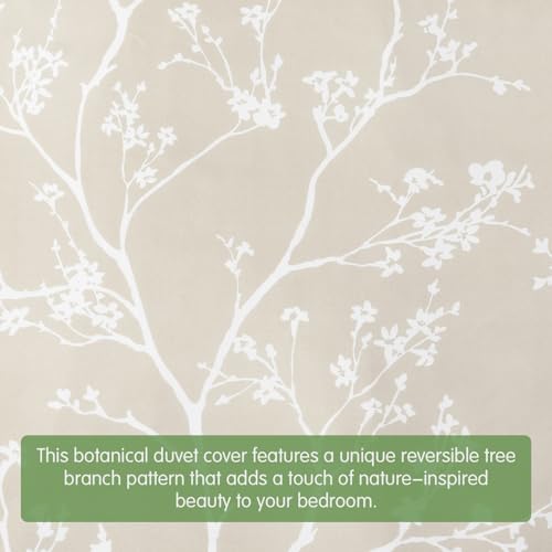 Image of Lekesky King Size Duvet Cover Set, Reversible Duvet Cover King with Branch Pattern, Lightweight Soft Microfiber Comforter Cover, 3 Pieces Khaki Bedding Set with Zipper and 2 Pillowcases
