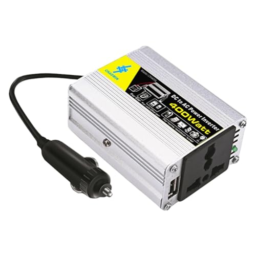 Pure Sine Inverter - Power Inverter 400W, 12V DC to 220V AC Car Converter, Battery Clips, Remote Controller, USB Port, Home RV Camping Truck Usage, Portable...