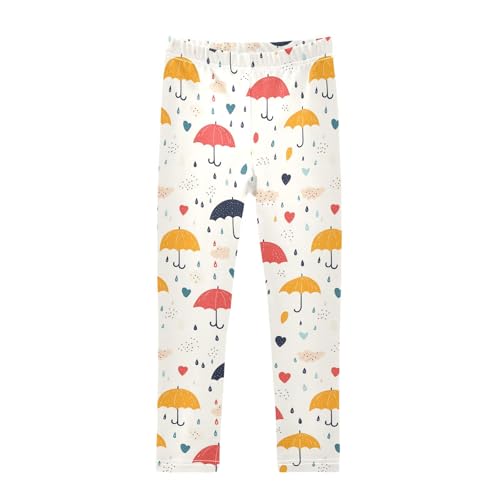 Girls Leggings Cute Umbrella Rain Cloud Print Soft Toddler Leggings for Girls Kids Pants Size 4T-10T