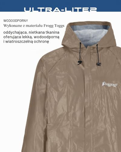 Frogg Toggs Ultra-lite2 Męska kurtka przeciwdeszczowa, wodoodporna, oddychająca, Khaki, L