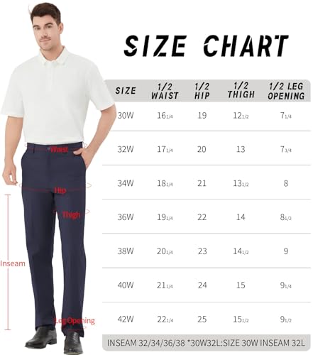 Image of Men's Tall Classic Fit Flex Flat Front Dress Pants Formal Pants for Business & Office