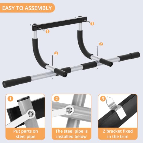 Image of Chin Up Bar Pull up Bar on Door for Home Fitness Exercise Bar