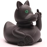 Crazy Cat Badeente - inkl. Gummienten-Schlüsselanhänger im Set I L9cm I Quietscheente I Geschenk für Glück I Geschenk für Abergläubige
