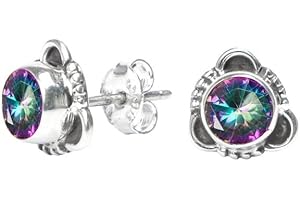 Unique Mystic Topaz Stone Post Stud Earrings for Women