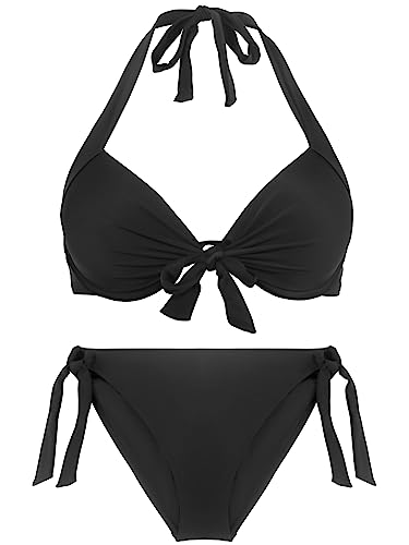 Women's Two Piece Bikini Sets Push Up Halter Bikini Bathing Suit Adjustable 2 Piece Swimsuit2