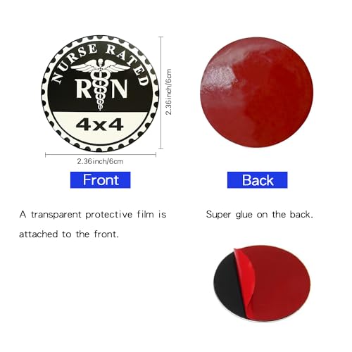 Image of 2 PCS Nurse Badge Rated Car Emblem, 4 x 4 Metal Automotive Badge, 3D Round Metal Car Badges Emblems, Car Badge Decals Stickers Compatible with Jeep Wrangler Vehicles Trucks SUV RV