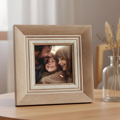 Image of Art Street Elegant Table Photo Frame for Tabletop With Back Stand, 5x5 Inch Photo, Decorative Frames Perfect for Home Decor, Unique Gift Idea, Wedding, Return Gift (Wood Brown)