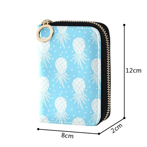 Women's Pineapple Credit Card Holder Wallet Leather Zipper Card Case for Ladies Girls 203007302