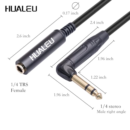 Cable de audio HUALEU 6.35 mm TRS, macho a hembra, pack 2 miniatura 6