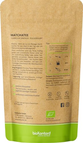 Matcha BIO Pulver 200 g I ohne Zusätze - 100% natürlich I premium Japan Matcha Tee I Grünteepulver von bioKontor