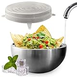 Aranka Chill Dip Bowl with Lid, Stainless Steel 35 oz Double-Walled Insulated Serving Bowl for Keeping Food Hot or Cold, Perfect for Guacamole, Ice Cream, Salad & Soups