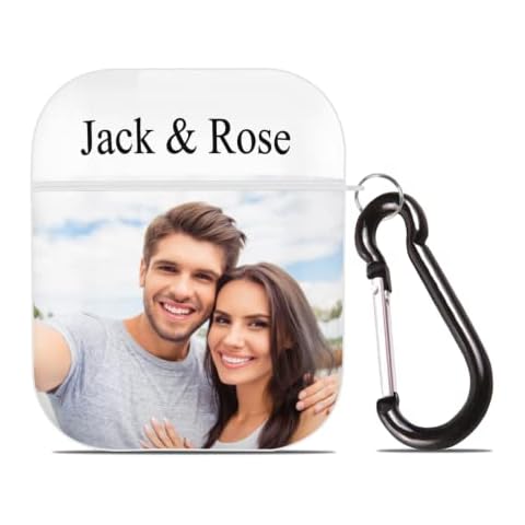 Personalised Case/Cover Compatible for AirPods 1 & 2 Earpods,Custom AirPods 2 & 1 Cases with Photo/Text - Design Your Own Airpods Case with Keychain Cover