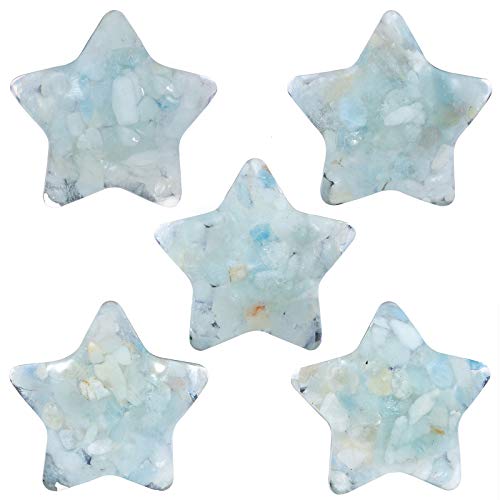 mookaitedecor Set of 5 Star Shape Pocket Palm Stones, Polished Reiki Stone Craved Crystal for Healing Reiki, Jewelry Making, Home Decoration
