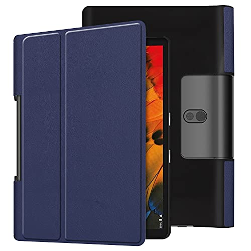 Funda para tableta 无休 For Lenovo Yoga Smart TAB 10.1 (YT-X705F) Stand trifold de la caja tableta ligera ORDENADOR PERSONAL Cubierta espalda dura con tríptico y despertar automático, dormir(Blu)
