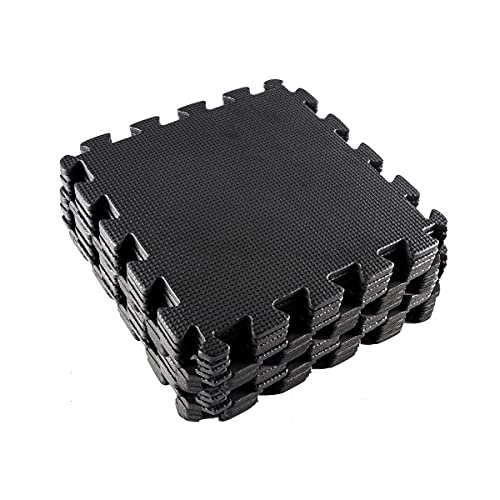 [20PCE] Handy Hardware Black EVA Mat, non-skid textured & shock-absorbing surface, Easy assembly, water-resistant, easy to wash with soap & water (29cm x 29cm) Cover 18 Square feet